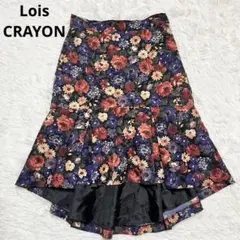 美品 ロイスクレヨン 花柄 刺繍 コート ライナー付き 黒 M ロイスクレヨン（Lois CRAYON） 濃紺 花柄 刺繍 コート Mサイズ