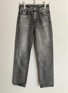 ❺upper hights アッパーハイツ ハイライズテーパードダメージデニム