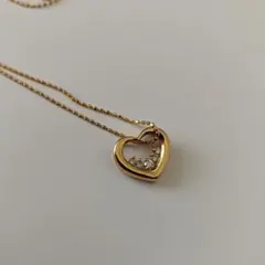 ハートプチダイヤ3粒0.15ct K18ネックレス 高額出品キャンペーン対象品