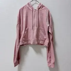 1点もの★ ピンク クロップドパーカー 【M】　お出かけ　大人女子　カジュアル