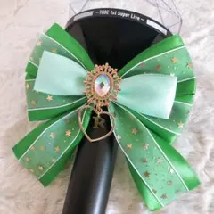 キンブレリボン ペンライトリボン 星柄 グリーン ★ハンドメイド