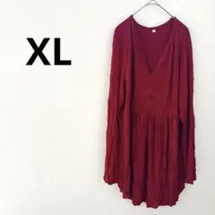 美品✨️ 長袖 チュニック 【XL】 レッド レディース トップス