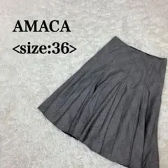 AMACA アマカ フレアスカート チェック柄 グレー 36のサムネイル