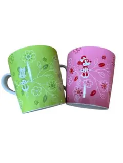 新品　ミッキー ミニー 花柄マグカップ 2個セット