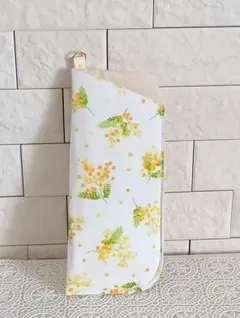 ハンドメイド　メガネケース　サングラスケース　ミモザ