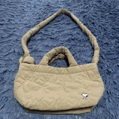 スヌーピー ルートート　キルティングショルダーバッグ ベージュ