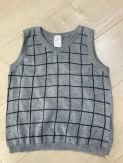 H&M ベビー　ベスト　グレー　チェック　85〜90センチ