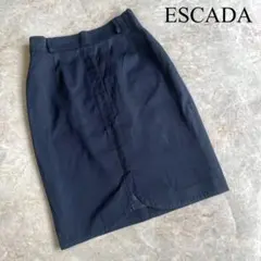 ESCADA エスカーダ コットン100% ひざ丈 タイトスカート 紺 36のサムネイル