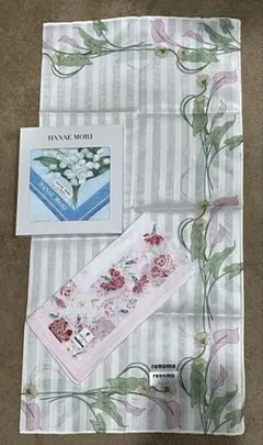 renoma 花柄 ストライプ ・Hanae Mori 花柄ハンカチ 3枚セット