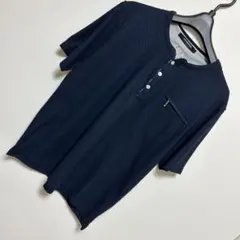 INTERMEZZO ヘンリーネック Tシャツ ネイビー