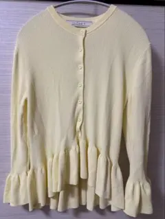 GU rokh リブフリルカーディガン イエロー XL ペプラム