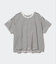 UNIQLO ユニクロ コットンオーバーサイズボーダーＴ 半袖 ホワイト Ｓ