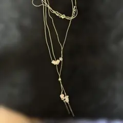 ヴィンテージ〜レトロ、金色2連ロングネックレス