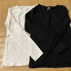 H&M オーガニックコットン　長袖シャツ　140センチ程度　白黒セット　無地