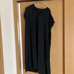 深緑　Vネック 半袖 ロングワンピース　４L