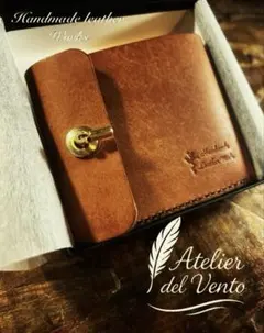 新品　イタリア製マルゴーレザーウォレット　総手縫い　真鍮起こし金具　プレゼントに