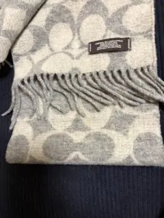 COACH シグネチャー ラムウール マフラー グレー