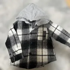 チェック柄フード付きトップス
