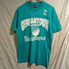 80s 90s ビンテージ　プリント　ターコイズ　 Tシャツ 古着　レア