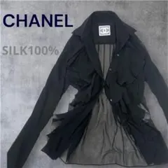 美品 Vintage シャネル CHANEL シャツ ブラウス ロングスリーブ 長袖 ココマークボタン シルク レディース M相当 黒 CHANEL - 美品 Vintage シャネル CHANEL シャツ ブラウス ロング