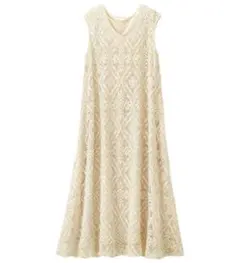 新品 美品 RANAN ひんやり！たっぷりフレアーレースワンピース