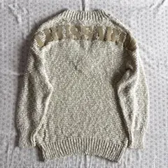 90s トラサルディ ヴィンテージニット イタリア製 スエードロゴ 綿麻 42