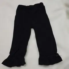 裾フリル リボン付き レギンス ブラック