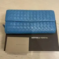 Bottega Veneta 青編み込み長財布