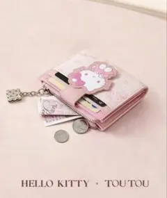 【正規品】HELLO KITTY×TOUTOUコラボ キティちゃん 2つ折り財布のサムネイル