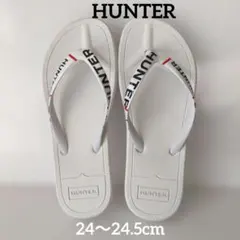 HUNTERビーチサンダルホワイト ロゴ入りus7w 24〜24.5cmのサムネイル