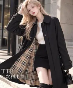 BURBERRY バーバリー　ノバチェック ベルト付き コート 40 ブラック