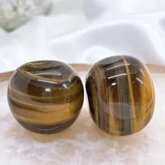 【天然石】高品質タイガーアイ タンブル2個セット