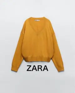 ZARA イエロー Vネックセーター Mサイズ　マスタード