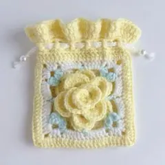 バラの巾着 ハンドメイド かぎ針編み 編み物
