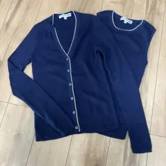 ユニクロ イネスINES ネイビー カーディガントップスニットセット M
