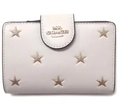 COACHコーチリファインドカーフレザーGOLDスター二つ折り財布