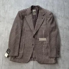 タグ付き 90s 古着 希少デザイン テーラードジャケット M ドット柄 茶白