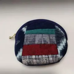 ハンドメイド. 絣ポーチ. パッチワーク J