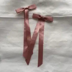 ピンク　リボン　ヘアアクセ