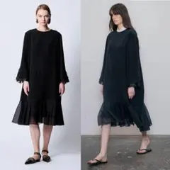 新品同様　174,900円　ドゥロワー　25SS　シルクフリルスリーブワンピースのサムネイル