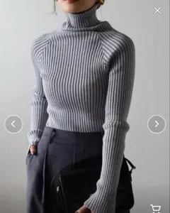 美品✨Bonjour Sagan ハイネックワイドリブニット　グレー