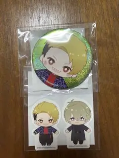 A3! セガラッキーくじ　迫田&オーガスト　缶バッジ＆ステッカーセット