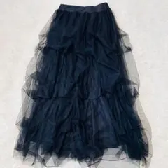 Lettuce 神戸レタス チュールロングスカート 黒 M フリル バレエコアのサムネイル