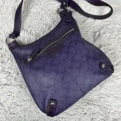 美品 COACH PVC ショルダーバッグ 斜め掛け ファスナー シグネチャー