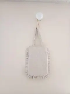 フリルトート(小)●生成り細かいチェック