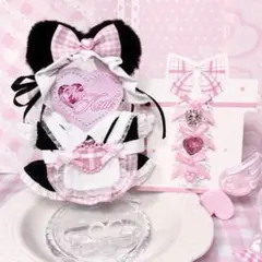 ゆゆゆ様　ぬい服　ハンドメイド　メイド　10cm ピンク　猫耳　猫　ホワイト ゆゆゆ様 ぬい服 ハンドメイド メイド 10cm ピンク 猫耳 猫