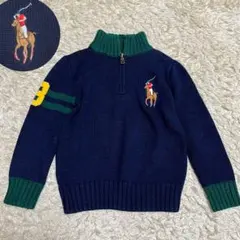 POLO RALPH LAUREN ハーフジップ ニット 刺繍ロゴ 4T 現行