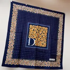 Christian Dior 大判シルクスカーフ 花柄 CDロゴ ボタニカル
