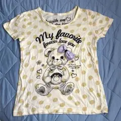 ハニーズ　クマ柄 ドット 半袖Tシャツ リボン付きのサムネイル