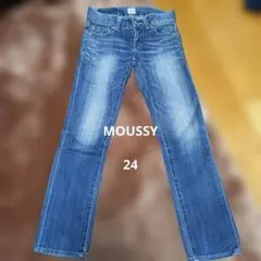 MOUSSY ストレートデニム 24 ブルー 破れありのサムネイル